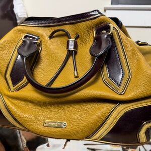 Burberry Mustard and Brown Leather Satchel
